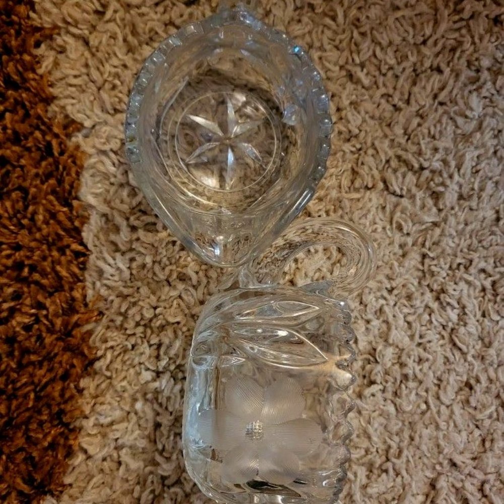 1950s Vintage Crystal Sugar And Cream Set